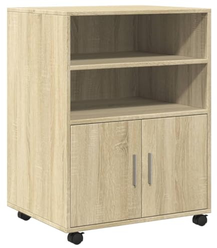 vidaXL Skåp med hjul sonoma-ek 60x48x81 cm konstruerat trä