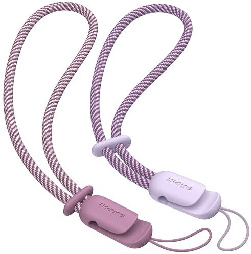 SURPHY 2*Cuerda para Móvil,Cordón de Muñeca, Cadena para Colgar en Mano, Correas de Muñeca Ajustables para Teléfono,Cámara,llaves,etc,lila y lila