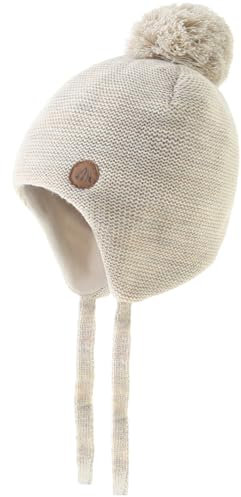 Monimo Wintermütze Kinder Warm Earflap Mädchen & Jungen Wintermütze Beanie Mix-beige 55CM