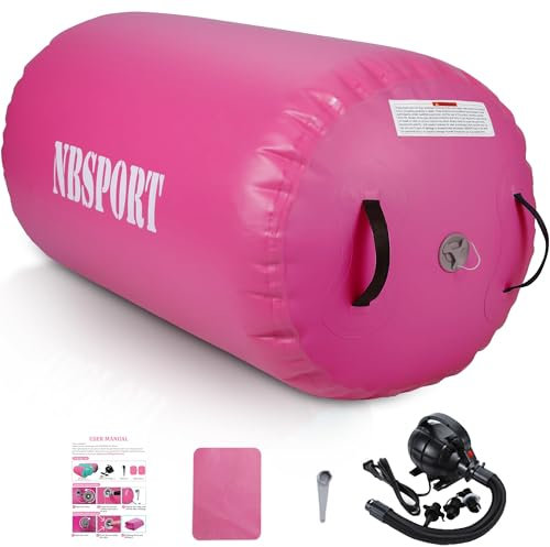 NBSPORT Air Barrel – Air Roller Gymnastik Barrel, Air Mat Tumble Track Gymnastik Equipment Aufblasbarer Tumbler Rücken Handspring Trainer mit Pumpe für Zuhause Cheerleading