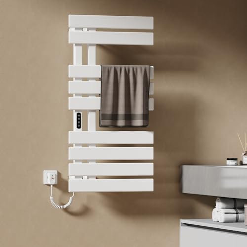 EMKE Scaldasalviette Elettrico 1000 x 500 mm, Termostato Smart WiFi, Portasciugamani Elettrico, Scaldasalviette Elettrico, Bianco, 320W