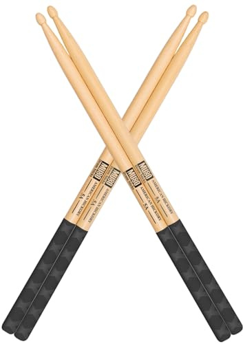 Drum Sticks, American Hickory Drumstick, Drumsticks for Drums, Baquetas para Bateria, Drum Accessories for Drums, 5A Drumsticks with Non-Slip Rubber Handle (5A-2pairs)