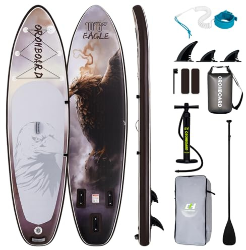 OROHBOARD 10’6 Inflatable Stand Up Paddle Board with Premium Paddleboards Accessories, Wide Stable Designed SUP Paddleboard for Adults & Youth. (Eagle)