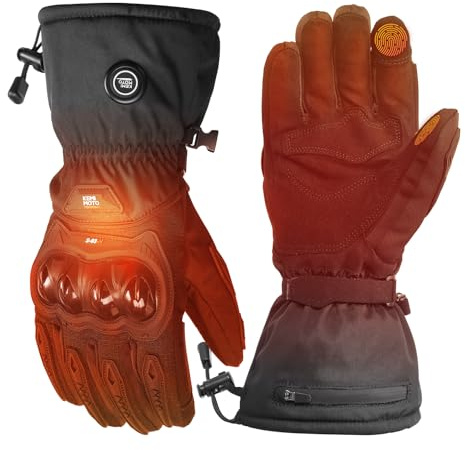 KEMIMOTO Heated Gloves for Men and Women, -10°C to -5°C Electric Rechargeable Motorcycle Gloves, Hand Warmer for Winter Sports Hiking, Skiing, Cycling, Running