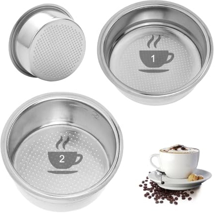 RAXLUPO 2 Pièces Filtre à Café Porte Filtre à Café Filtre à Café en Acier Inoxydable 51mm Filtre à Café Réutilisable en Acier Inoxydable Filtres pour Cafetières Pressurisées 1 Tasse et 2 Tasses