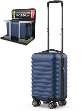 NUMADA - Reisekoffer Kabine 40 x 25 x 20 cm (20 l) Upfly Underseat 16 XXS mit abnehmbaren Rädern, Kabinenkoffer aus ABS, ideal als Handgepäck für Ryanair, Vueling oder Easyjet, marineblau, Reisekoffer
