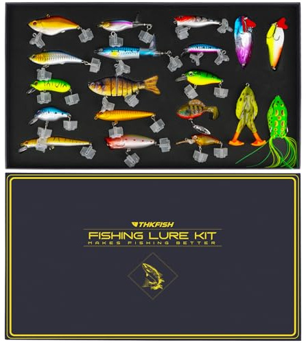 THKFISH Fishing Gift 19PCS Fishing Lures Kit Tackle Box Freshwater Catch All Fishing Kit for Bass, Trout, Crappie, Bluegill, Perch, Sunfish, Catfish, Perfect Fishing Lures Set for Men, Teens, Adults