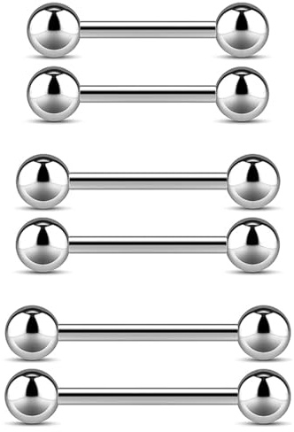 QZKJQDD 3 Paare 14G Chirurgenstahl Außengewinde Zungenpiercing Nippel Piercing Barbell Helix Cartilage Ohr Piercing Retainer Körperschmuck 12mm 14mm 16mm (Silber)