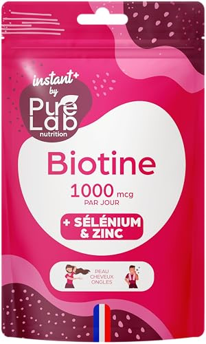 Biotine avec Sélénium et Zinc - Accélère la Pousse des Cheveux & Ongles et Beauté de la Peau - 30 Gélules Vegan - Format de poche (découverte, voyage, travail, cadeau, etc.) - Fabriqué en France
