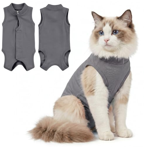 AYESY Cat Recovery Suit, 2 Pack Cat Onesie for Cats After Surgery Female