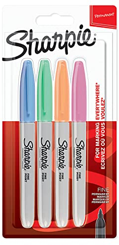 Sharpie Permanent Markers | Fine Point for Bold Details |Pastel Colours | 4 Marker Pens