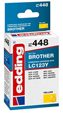 edding Druckerpatrone EDD-448 - Einzelpatrone - Gelb - 11 ml - Reichweite 735 Seiten - Ersetzt Brother LC123Y