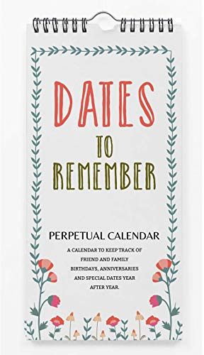 Inkdotpot Floral Rustic Perpetual Calendar Birthday Wall Hanging Anniversary Special Event Reminder Calendar Book Journal Stationary Wall Hanging Birthday Gift Card Planner Organizer