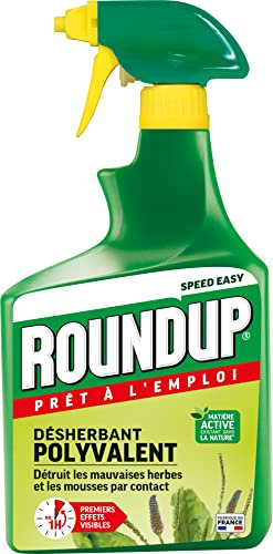 ROUNDUP RPOS12A - Désherbant Jardin Polyvalent Prêt à L'emploi 1,2 L - Premiers effets visibles en 1h -Elimine mauvaises herbes et mousses par simple contact -Produit à base d'acide pélargonique -40m²