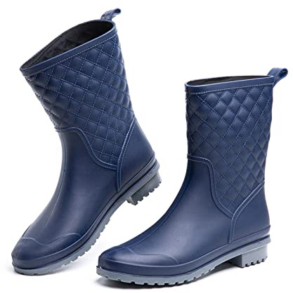 Botas De Agua Mujer Botas Lluvia Chelsea Antideslizantes Wellington Boots Botas De Goma Impermeables Rain Boots Zapatos De Jardin A Azul Talla EU40
