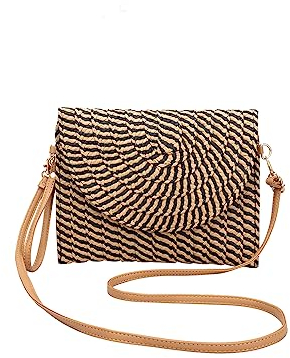 CORIOS Damen Gewebte Tasche Sommer Strandtaschen Handgefertigte Strohtasche Böhmische Tote Beutel Frauen Handtasche Handgewebt Basttasche Retro Schultertasche für Reise Urlaub Strand Kaffee