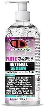 Retinol Serum, Anti Aging Serum for Face + Acne Treatment Face Serum Retinol Serum for Face with Hyaluronic Acid + Vitamin C Retinol Serum High Strength for Face by Satin Naturel (250ml Pump)