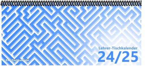 Lehrer - Tischkalender 2024/25: XXL-Tischkalender, Bunt-Kalender Labyrinth blau 14,5 x 32,5 cm