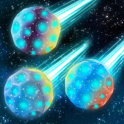 Bola de rebote lunar, Moon Ball luminosa, Space Moon Ball, Moon Astro Jump Ball Bouncing Ball, Space Bouncing Balls, Rubber Bounce Ball,Pelota de entrenamiento deportivo para atletas y niños (3