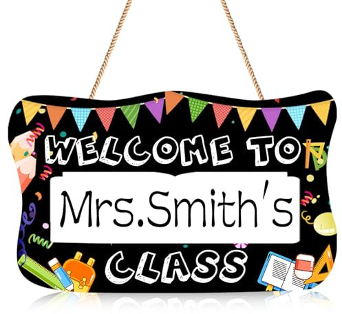 Panneau de bienvenue en classe, panneau d'enseignant personnalisé, ornements de porte panneaux d'enseignant pour la salle de classe, bienvenue dans notre panneau de classe,Welcome Sign