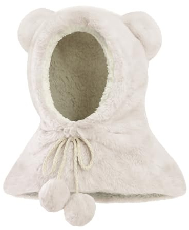 JFAN Unisex barn vintermössa flicka varm söt halsduk mössa skalle filt mössa slip-mössa med fleecefoder för barn pojkar flickor, Beige, one size