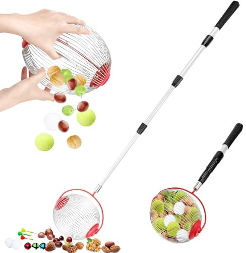 SAN LIKE Collecteur de noyers, Grand Collecteur de Noix Réglable et Léger pour L'extérieur, Pince pour Ramasser sans se Baisser, pour Gros Fruits, poires, Pommes, balles de Tennis, noyers, 140 cm