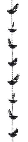 Namvo 1 pièce chaînes de Pluie de gouttière Oiseaux Mobiles sur Tasses Jeux de Pluie avec Cintre attaché et chaîne de Suspension extérieure décorative pour Oiseaux