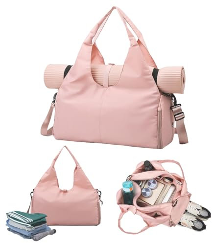 borsa da yoga per palestra,Borsa da Palestra per Yoga,Borsone da Palestra Yoga Donna,Con supporto nascosto per tappetino yoga e scomparto per scarpe, adatto per fitness, yoga, nuoto, ecc (rosa).