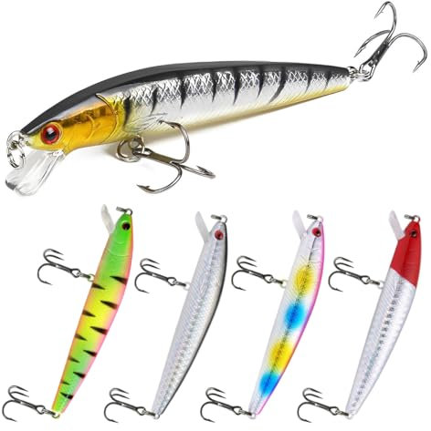 XUZOPIM 5 Pcs Leurre De Surface Bar Peche Mer Appât Flottant Avec Queue Pivotante Pour Bar Leurre De Surface Bionique Pour Carnassiers Convient Pour Eau Douce Et Salée