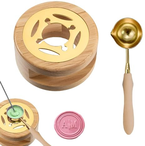 Wachssiegelwärmer Schmelzset,Wachssiegelwärmer,Schmelzlöffel,Siegelwachs-Ofen-Werkzeug,Wachssiegelwärmer Set Für Stempelversiegelung Geschenkverpackung Private Envelop(Braun)