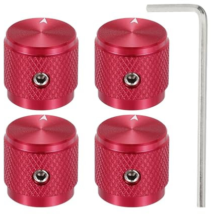 QUARKZMAN 4 Stück Aluminium Potentiometer Drehknopf, 1/4 (6mm) Universelle Lautstärke Tonregelknöpfe mit Pfeilindikator für Gitarre, 5/8 Rot