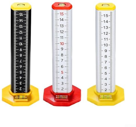 Zeroupshop Juego de reglas de altura de base magnética de 2 piezas, herramienta de medición de aleación de aluminio para carpintería, suelos, azulejos (rojo)