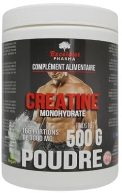 Créatine Monohydrate 500 g - 166 Portions & Prise Masse Musculaire – 100% Pure Micronisée - Complément Whey Protéine - Musculation Homme Femme – Pre Workout Puissant – Goût Neutre - Exceldiet Pharma
