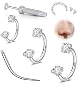 WillTen 3 pièces 16G Bijoux pour piercing au septum Anneau de nez en fer à cheval, 6 mm 8 mm 10 mm Anneau de nez en fer à cheval acier inoxydable anneaux pour septum Argent