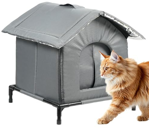 Eojpdji Rifugio Per Gatti Esterno | Rifugio Esterno per Gattini e Cuccioli, Impermeabile Al Per Climi Freddi Con Struttura - Per Garage Giardino Area Residenziale Cortile