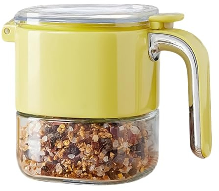 - Jarra de azúcar, contenedor de almacenamiento para azúcar con tapa y cuchara, caja hermética para polvo sal pimienta especias cocina, despensa comedor restaurante