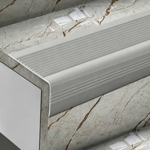 Perfil de Transición para Suelo Perfil para Borde de Escalera con Reverso Adhesivo, Protector de Escalón de PVC, Perfil de Transición para Nariz de Escalera