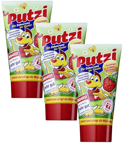 3er Pack Putzi Die Zahncreme fr Kinder Erdbeere (3 x 50 ml) Kinderzahncreme, Kinderzahnpasta, Zahnpflege, Zahnpaste