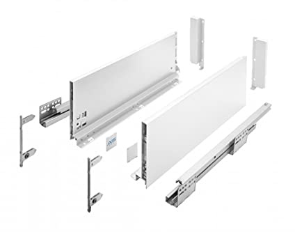 GTV - Système de Tiroirs Axis Pro, Ensemble de Tiroirs, Extraction Totale, Amortissement Intégré, Charge 40 kg, Tiroir Coulissant avec Fermeture Douce - Largeur 500 mm, Hauteur 168 mm, Blanc