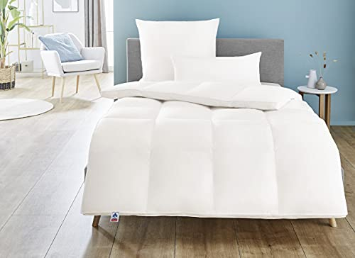 Irisette Daunendecke Nora warme Winterdecke mit Bezug aus 100% Baumwolle. Füllung aus 100% Daunen der Klasse I, 135 x 200 cm, Öko-Tex Zertifiziert, produziert nach deutschem Qualitätsstandard