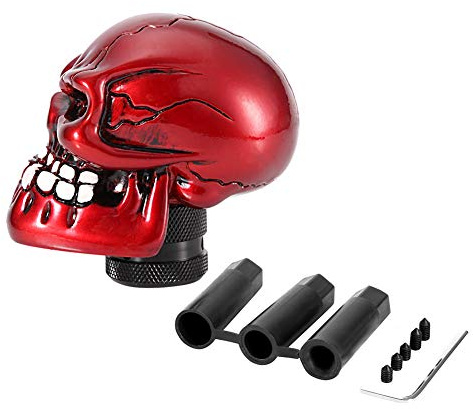EBTOOLS Gear Knob 5 Speed - Car Universal Gear Shift Knob Lever,Skeleton Skull Head Modified Gear Shift Knob Stick Lever Shifter (Red)