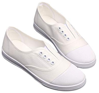 ERLINGO Chaussures en toile légères et confortables pour femme - Chaussures décontractées tendance en toile à lacets - Chaussures de marche classiques plates pour femme et fille - Chaussures de sport