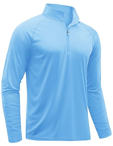 TACVASEN Long Sleeve Swim Shirts for UPF 50+ Sun Protection Shirts Quick Dry Rash Guard Outdoor 1/4 Zip T-Shirts Waterfall Blue M