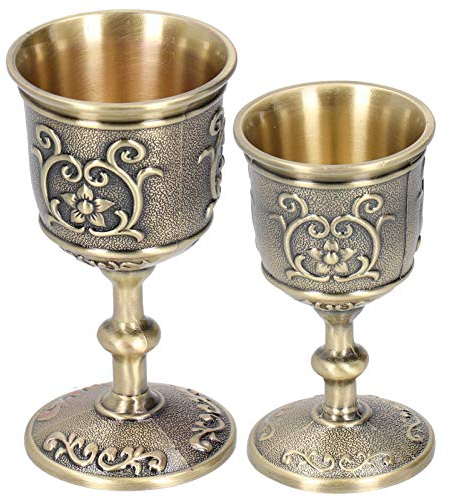 Copa De Vino De Bronce, Cáliz Real Europeo En Relieve Hecho a Mano Medieval Vintage, Para Regalos, Decoraciones De Colección, Suministros De Boda Para Fiestas, Etc(Large)