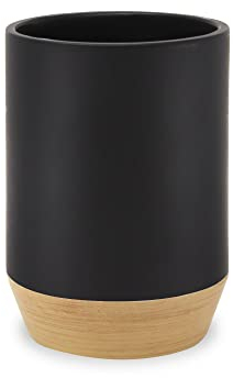 Nadi Collection | Vaso Cepillo Dientes baño | Serie Aries | Negro Mate | Resina | para baño o Cocina | 7.5øcm x 10.8 cm Alto (Negro)