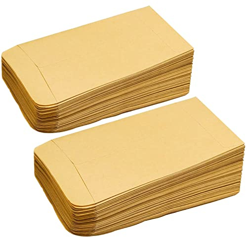 100 st Små bruna kuvert, minifrökuvert Fröpaket Kraftpappersmyntkuvert Penningkuvert för löner, frön, mynt, pärlor eller frimärken (10x6cm/3,9x2,4inch)