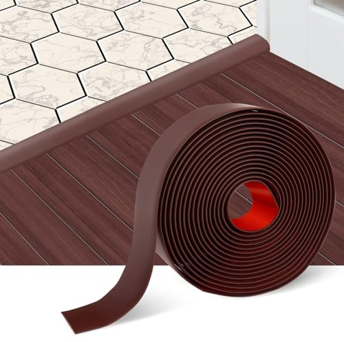 Floor Transition Strip Self Adhesive Floor Cover Strips Laminate 3 Wide Vinyl Flat Divider Transitions (7.5cm, 3.3Ft, Brown)