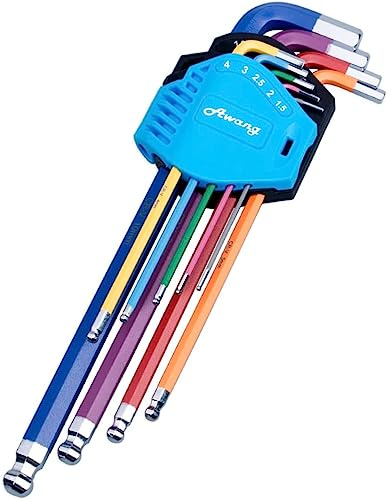 Awang 9 PCS Clés Allen Clés Hexagonales 1,5-10mm et Cles Torx en Acier au Chrome-Vanadium pour Réparation de Vélos,etc