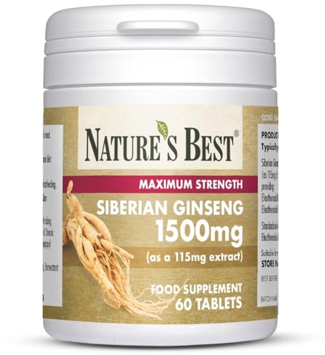 Nature's Best Siberian Ginseng 1500mg - Highly Researched Adaptogen - UK Made - 60 Tablets (2 Months' Supply)