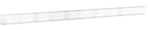 vidaXL Gabionkorg med skydd 1000x50x50 cm galvaniserat järn, gabionkorg, stenmur, gabionmur, gabionkorgar, stenmurar, gabinmurar, gabionvägg